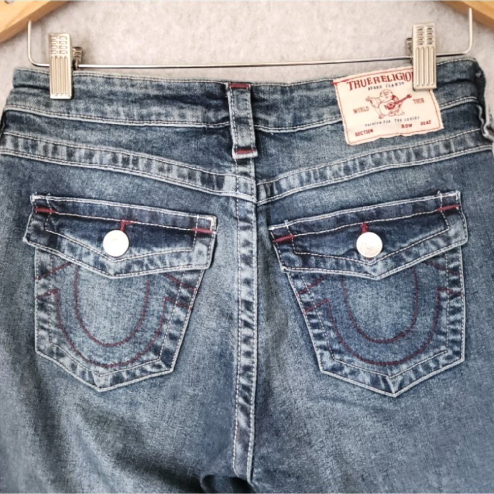 True Religion Billie Mid Rise‎ Straight Super T Flap Jeans Women's Size 28 - Picture 5 of 10
